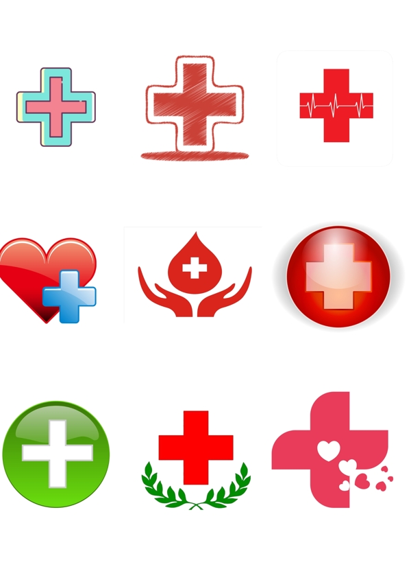 红色扁平化医疗十字图标元素PS