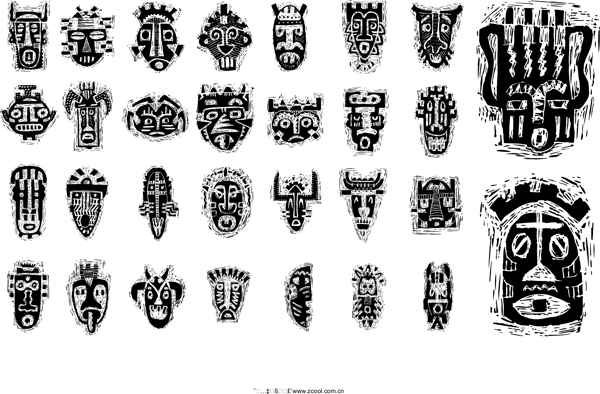 非洲部落的面具图案矢量素材