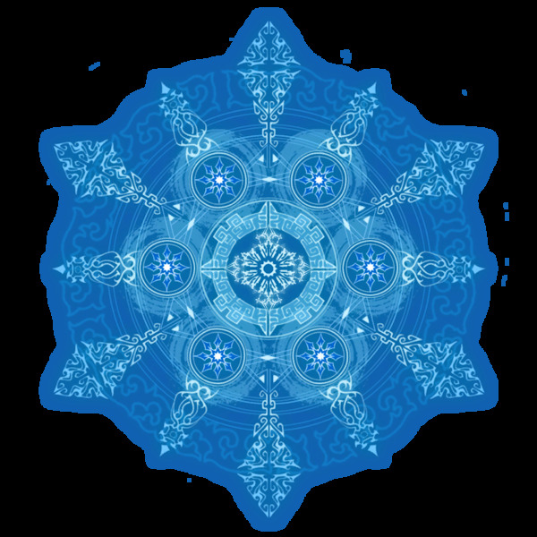 蓝色雪花晶体结构png元素