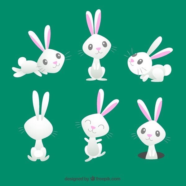 卡通白色兔子设计矢量素材图片