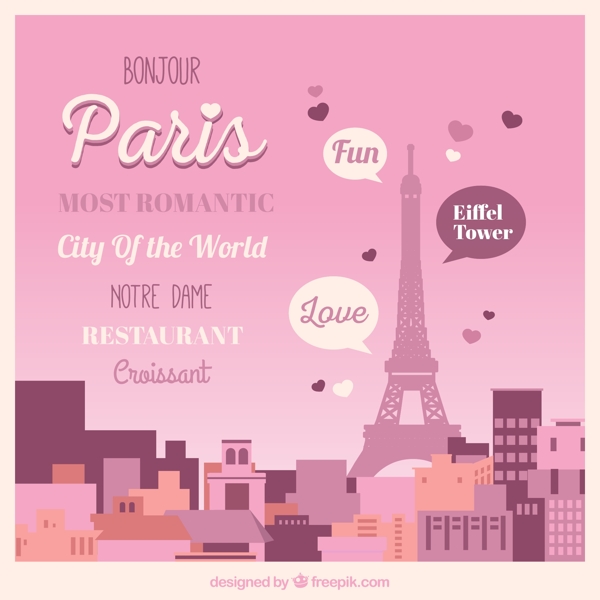 浪漫巴黎埃菲尔铁塔海报图片