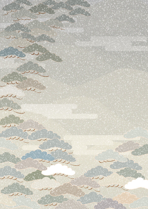 日式灰色雪花松树底纹图片