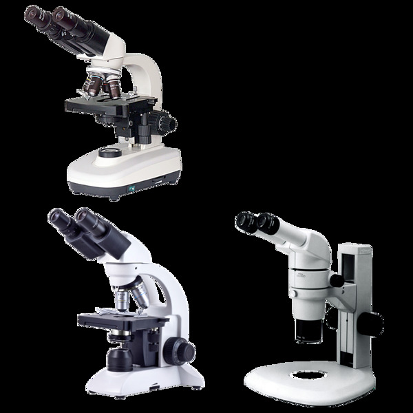 四个实验显微镜免抠png透明图层素材