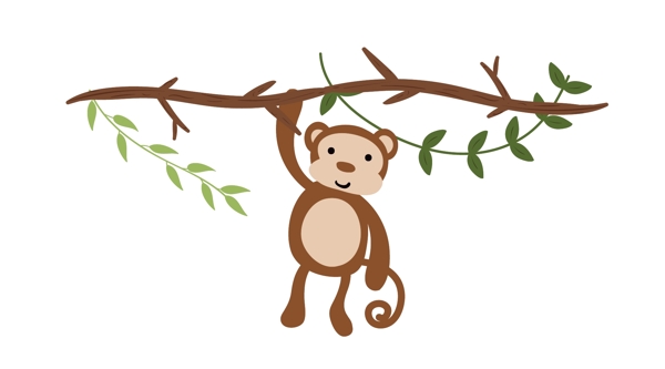 清新卡通猴子动物插画元素