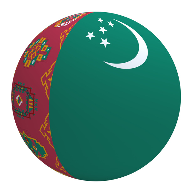 土库曼斯坦国旗上的球孤立在白色