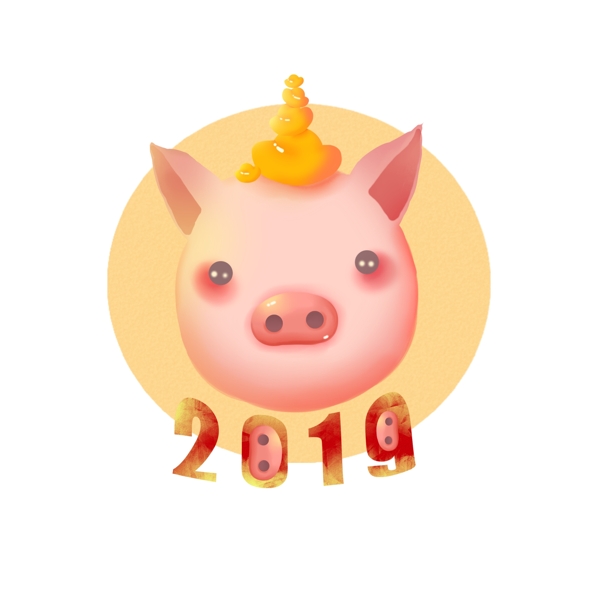 2019猪春节元素猪元素黄金猪可爱猪Q猪