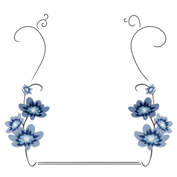 边框清新蓝色花朵装饰
