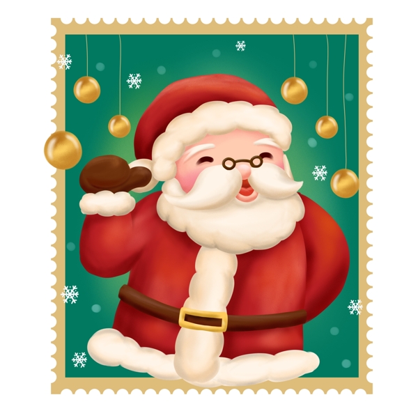 圣诞邮票小贴纸圣诞老人欢乐喜庆可商用素材