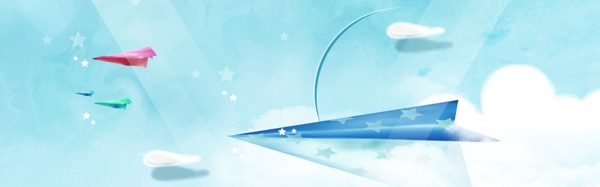 卡通蓝色天空海洋banner背景