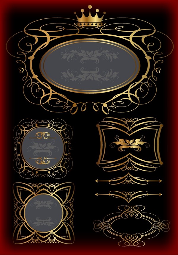 古典皇冠花边装饰网页设计标签