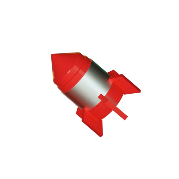 红色立体火箭免抠图