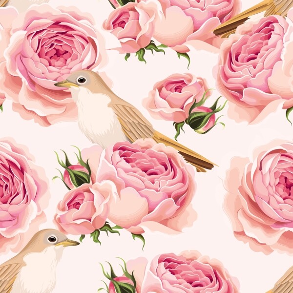 小清新粉色花朵素材矢量背景图