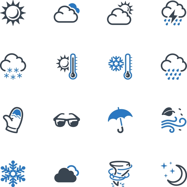 蓝色线条冬季图标icon