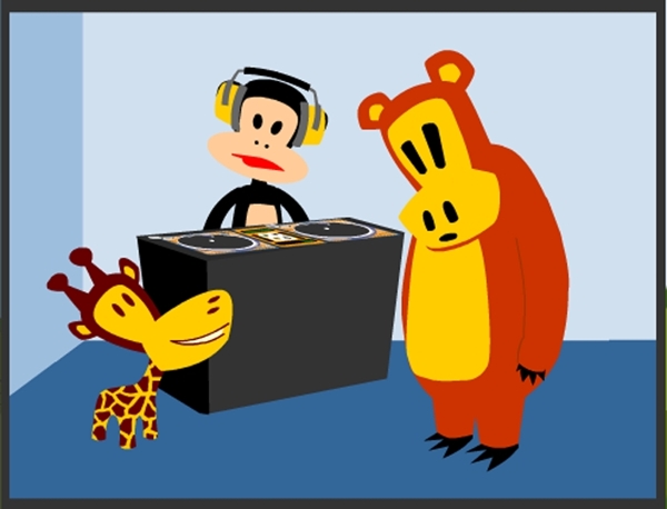 位图动物大嘴猴熊唱片机免费素材