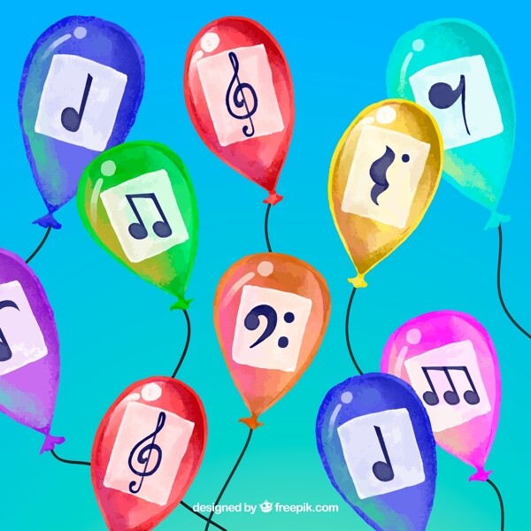 10款彩绘贴音符的气球矢量素材