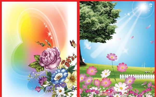草地鲜花广告素材图片