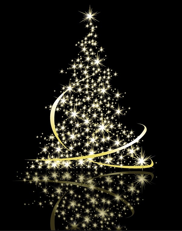 矢量星光璀璨圣诞树闪光素材