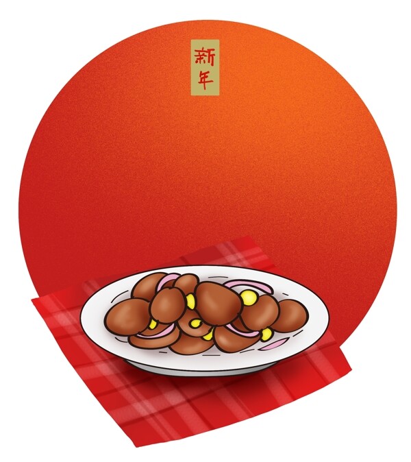 中国新年传统美食红色文字框