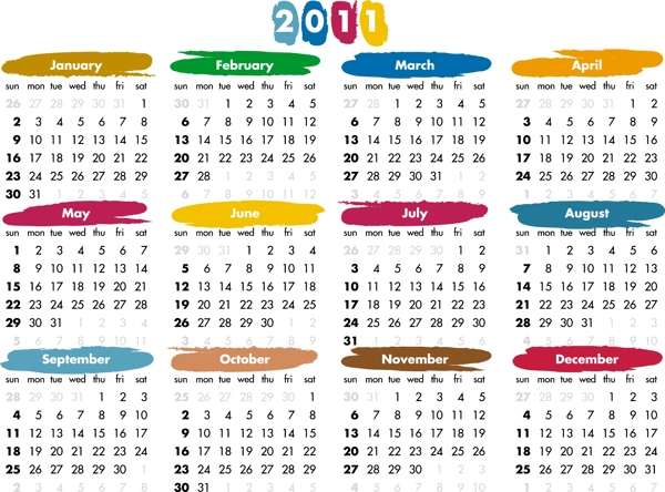 2款2011新年日历条矢量模板