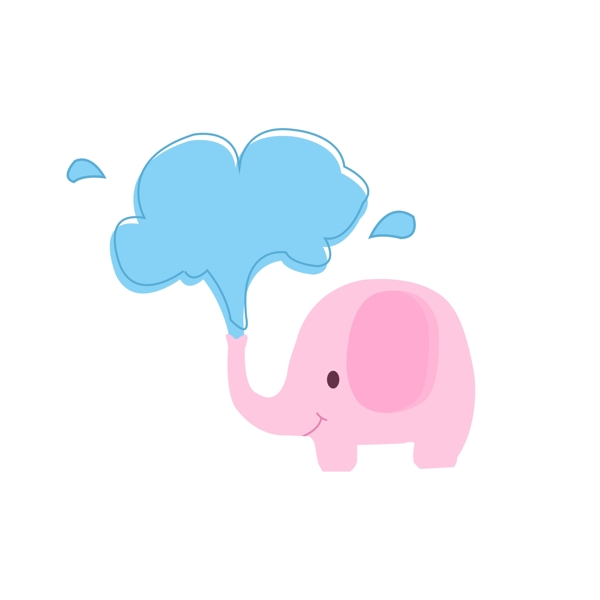卡通大象象喷水对话气泡框