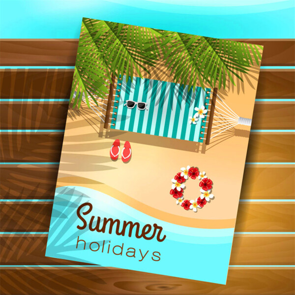 夏日海报沙滩背景图片