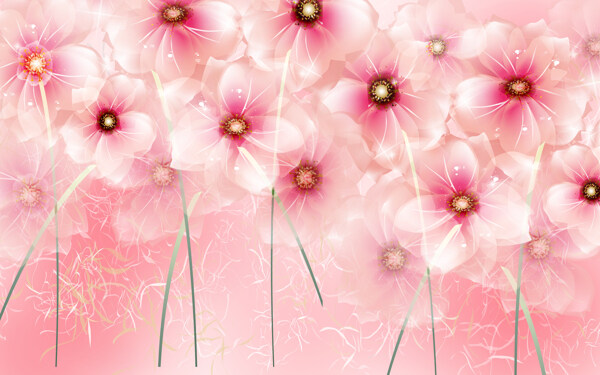 粉色花卉背景墙