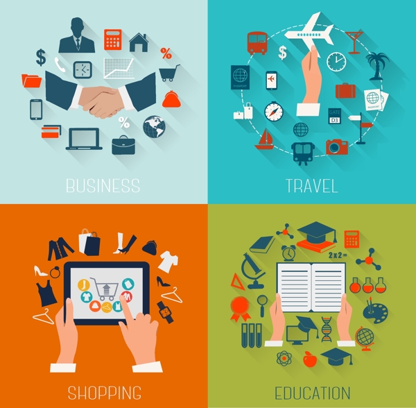 商务与教育旅行图标图片