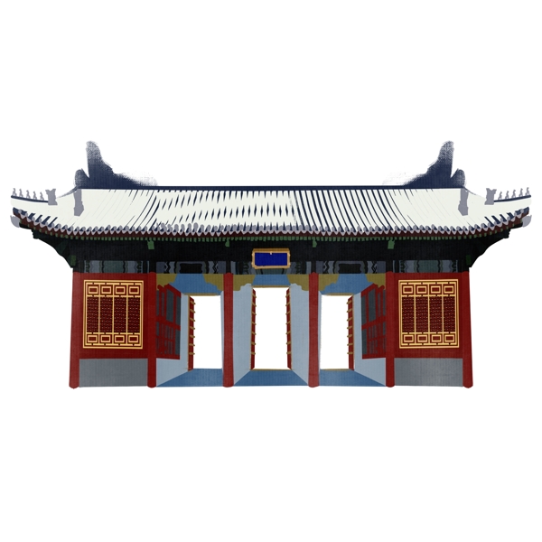 中式中国风传统建筑古风屋檐手绘冬日房屋