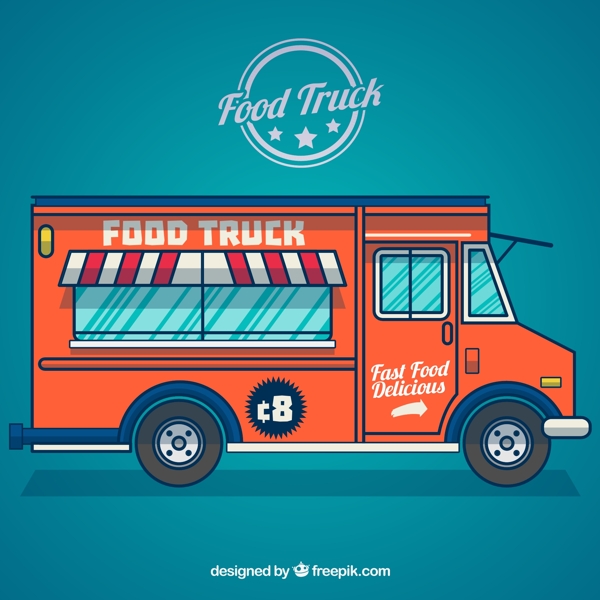 FoodTruck红色快餐车矢量素材