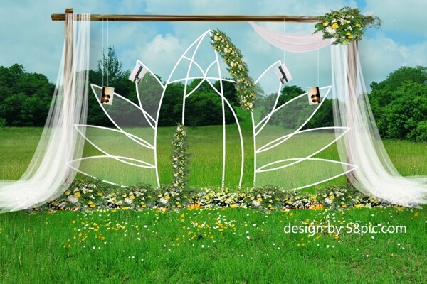 室内设计室外l绿色婚礼草坪婚礼psd效果图