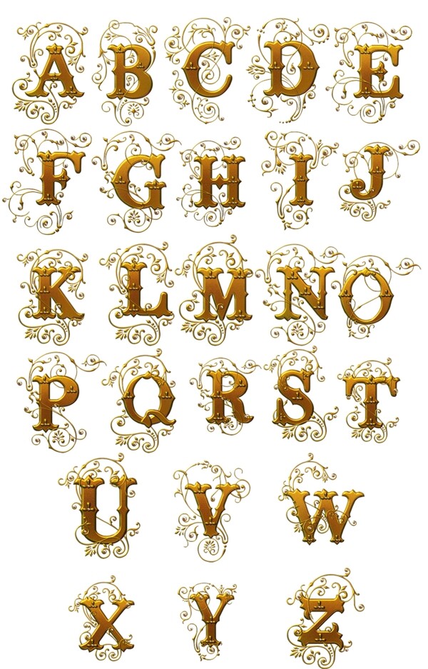 欧式花纹金色字体
