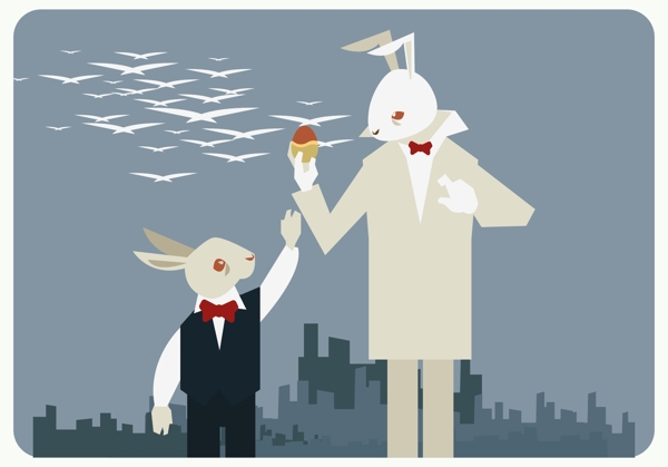 扁平复活节兔子插画