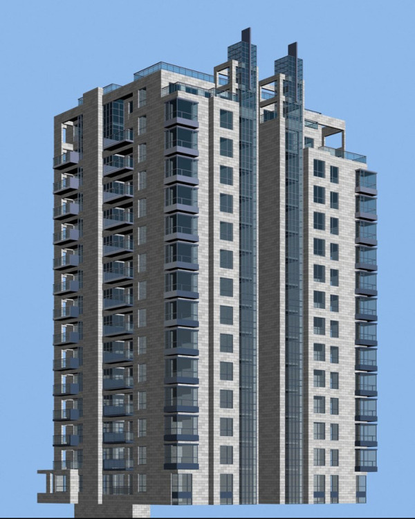 都市风格高层住宅建筑3D模型