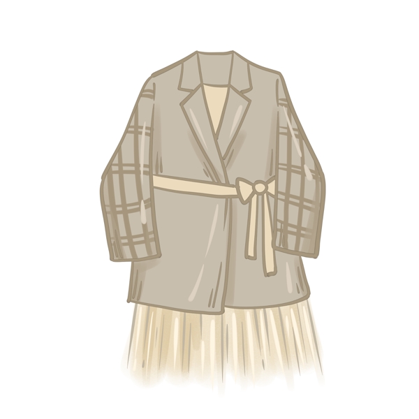 卡通可爱免抠矢量春季服装西装格子外套