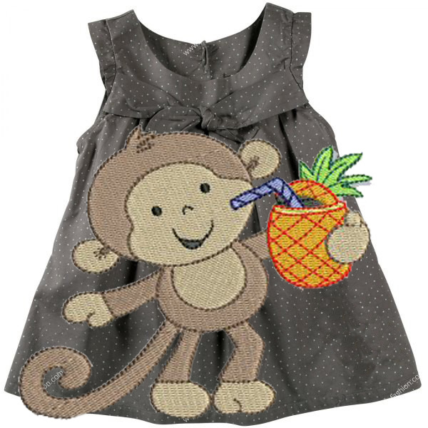 绣花动物猴子卡通色彩免费素材