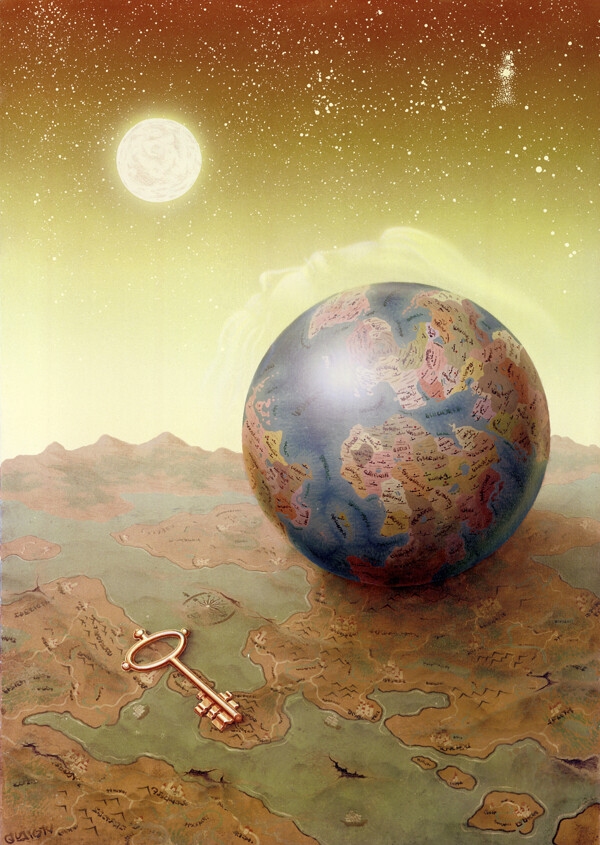 地球仪和钥匙图片