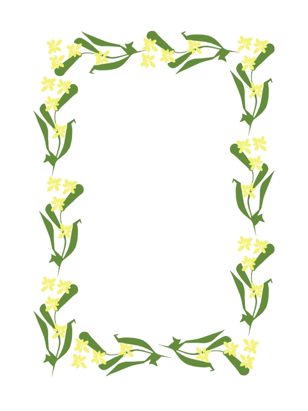 绿色树叶花朵手绘边框