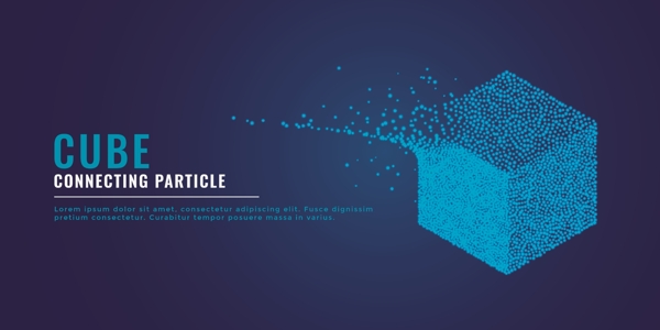 蓝色粒子3D方块科技背景图
