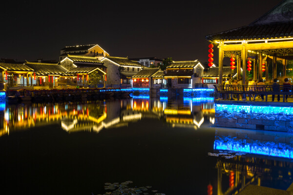 江苏无锡荡口古镇夜景