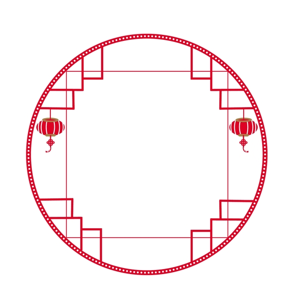 中国风红色矢量古典圆窗小轩窗造型矢量边框