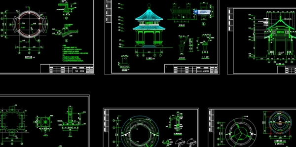 古建筑圆亭施工图图片