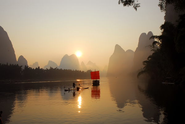桂林山水日落