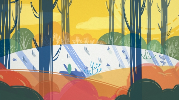 扁平化彩色森林背景设计