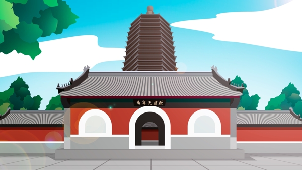 中国风历史建筑北京天宁寺