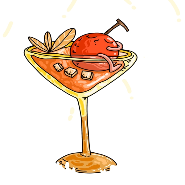 卡通手绘一杯橙汁设计