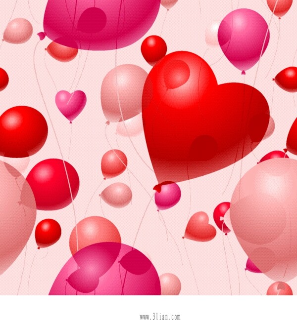 红色的心脏和气球矢量