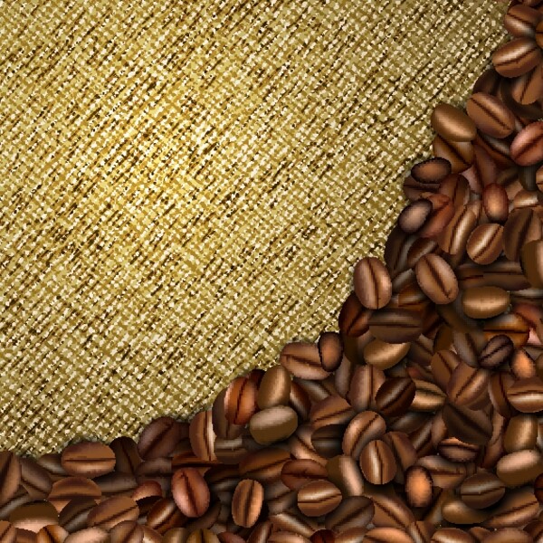 麻布与咖啡豆背景