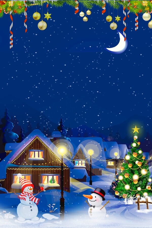 蓝色圣诞节平安夜背景素材