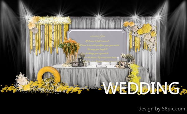 室内设计黄灰色婚礼甜品区psd效果图