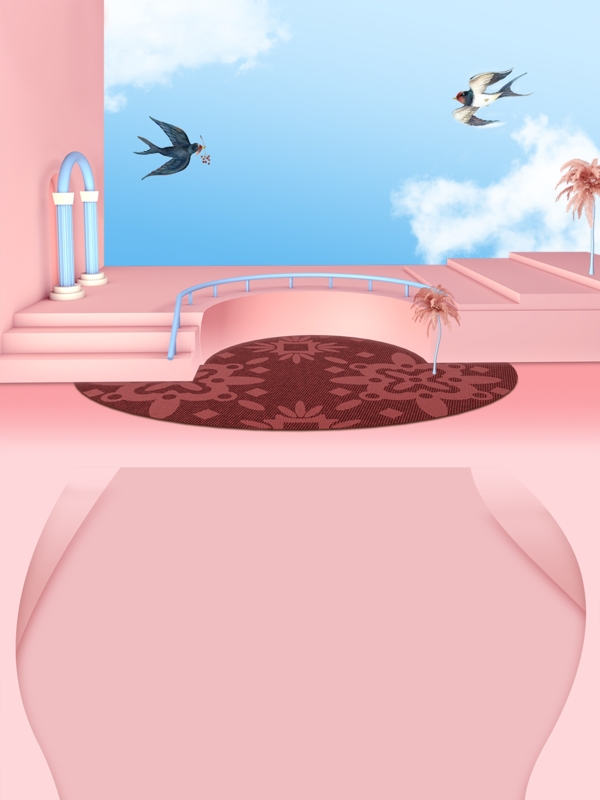 粉色情人节表白展板背景设计